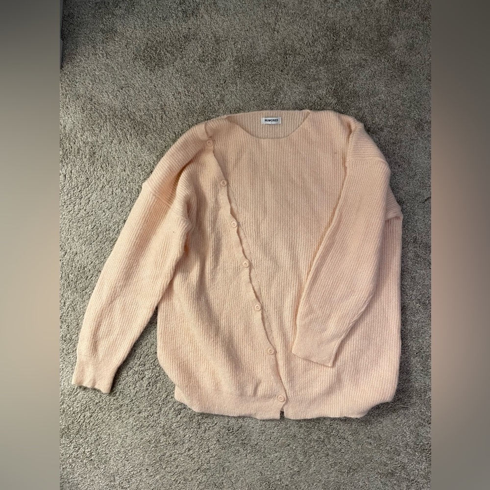 Rumored Sweater With Diagonal Buttons. Peach Pink… - image 1